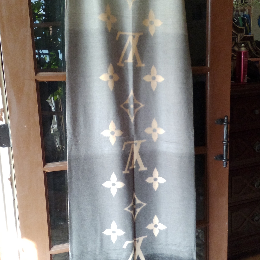 Luxury Monogram Scarf in Charcoal and Taupe